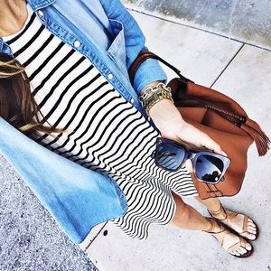 Black and white striped tshirt dress